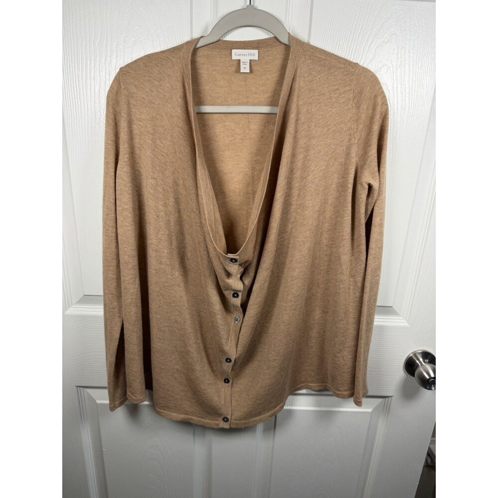 Garnet Hill Women’s Brown 100% Cashmere Cardigan Sweater XS Oversized